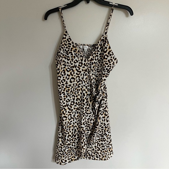 Women’s Love Tree Leopard Print Strappy Sleeve  Summer Slip Dress Size Large - Picture 1 of 16